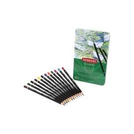 Derwent Academy Watercolour Pencils, Set of 12 in Tin, Blendable Multicolour Artists Pencils, Ideal for Wet or Dry Colouring, Drawing & Illustration, Premium Hobbyist Quality, 2301941