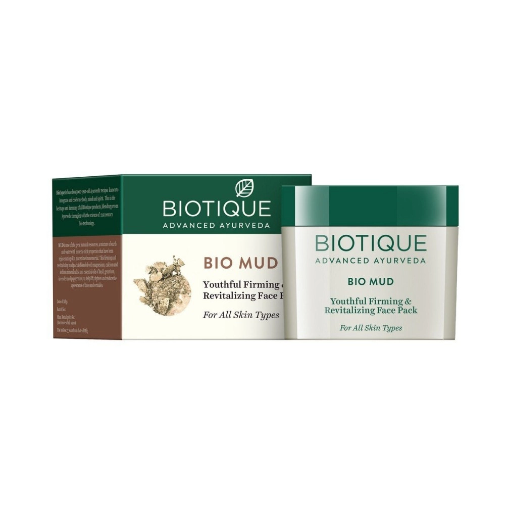 Biotique Bio Mud Youthful Firming and Revitalizing Face Pack for All Skin Types, 75g, Multi, 75 gm