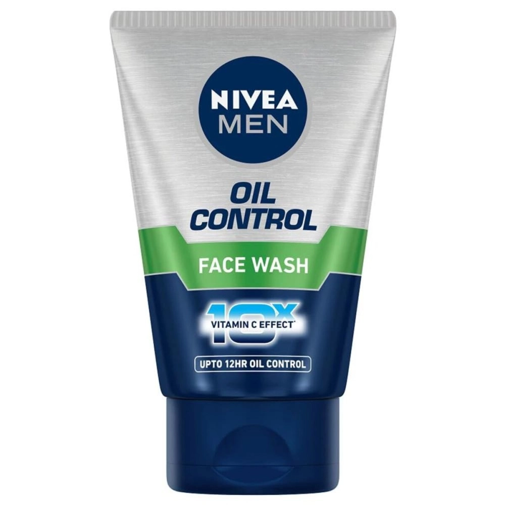NIVEA Men Face Wash For Oily Skin, Oil Control For 12Hr Oil Control With 10X Vitamin C Effect, 100 G