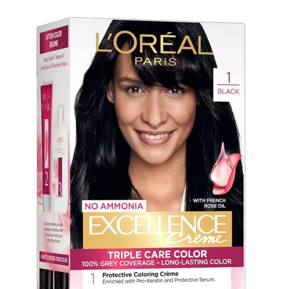 LOral Paris L\'Oreal Excellence Creme Hair Color, 1 Black, 72ml+100g