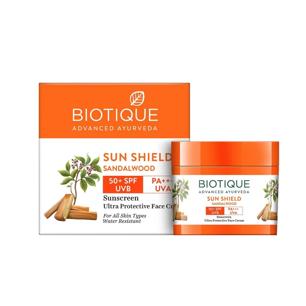 Biotique Bio Sandalwood Face & Body Sun Cream Spf 50 Uva/Uvb Sunscreen For All Skin Types In The Sun Very Water Resistant, 50gm