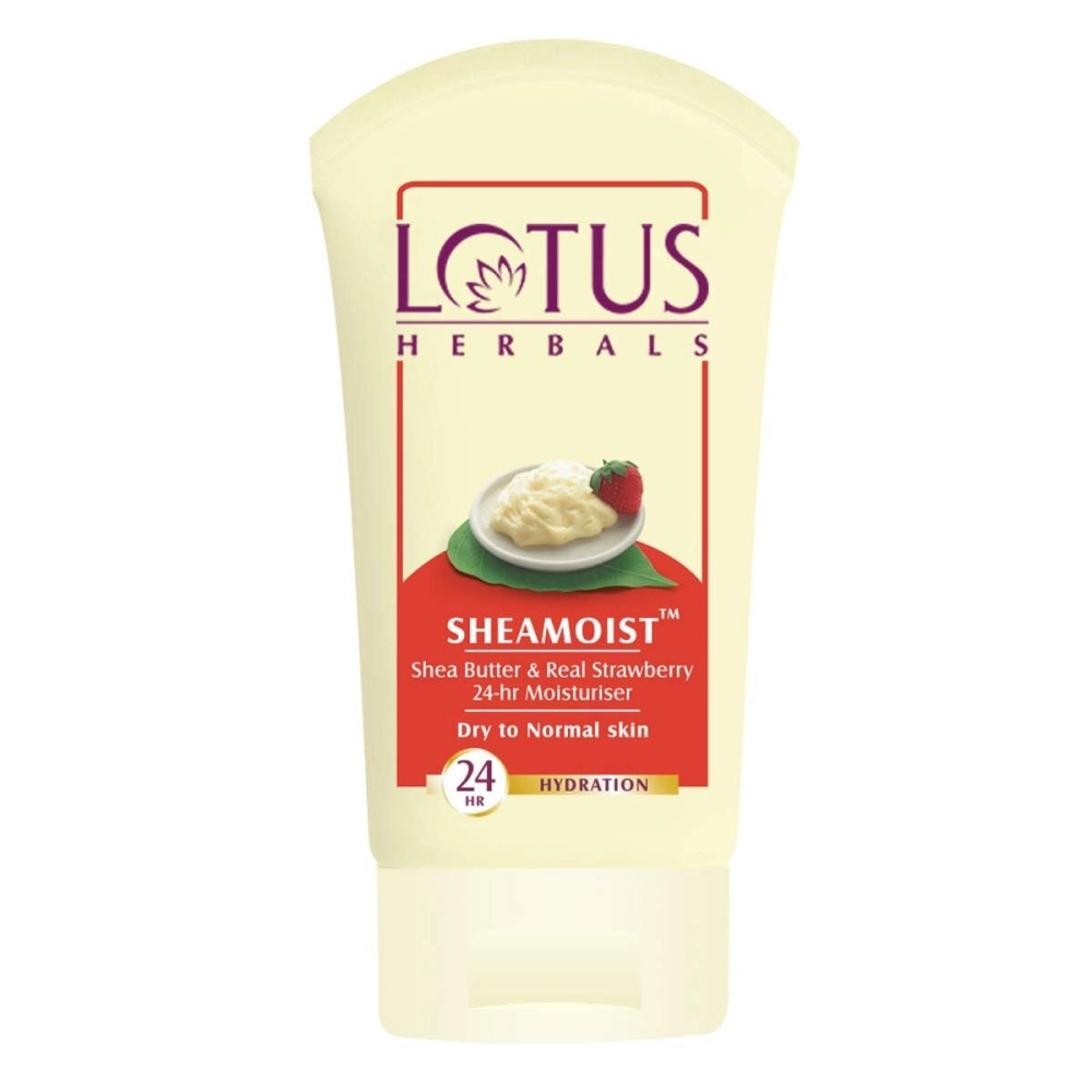 Lotus Herbals Shea Butter and Real Strawberry 24 Hour Moisturiser, 60g