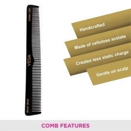 Vega Normal Sized General Grooming Comb, Black