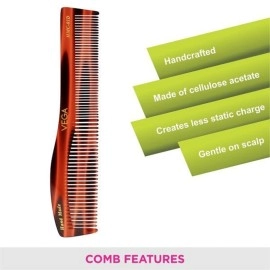 Vega Tortoise Shell Half Curve Graduated Dressing Comb, Brown