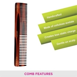 Vega Tortoise Shell Graduated Dressing Comb, Brown