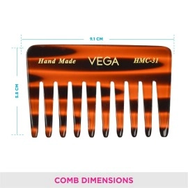 Vega Tortoise Shell Conical Teeth Small Sized Shampoo Comb, Brown