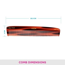 Vega Tortoise Shell Dressing Comb, 8-inch, Brown