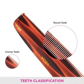 Vega Tortoise Shell Dressing Comb, 8-inch, Brown