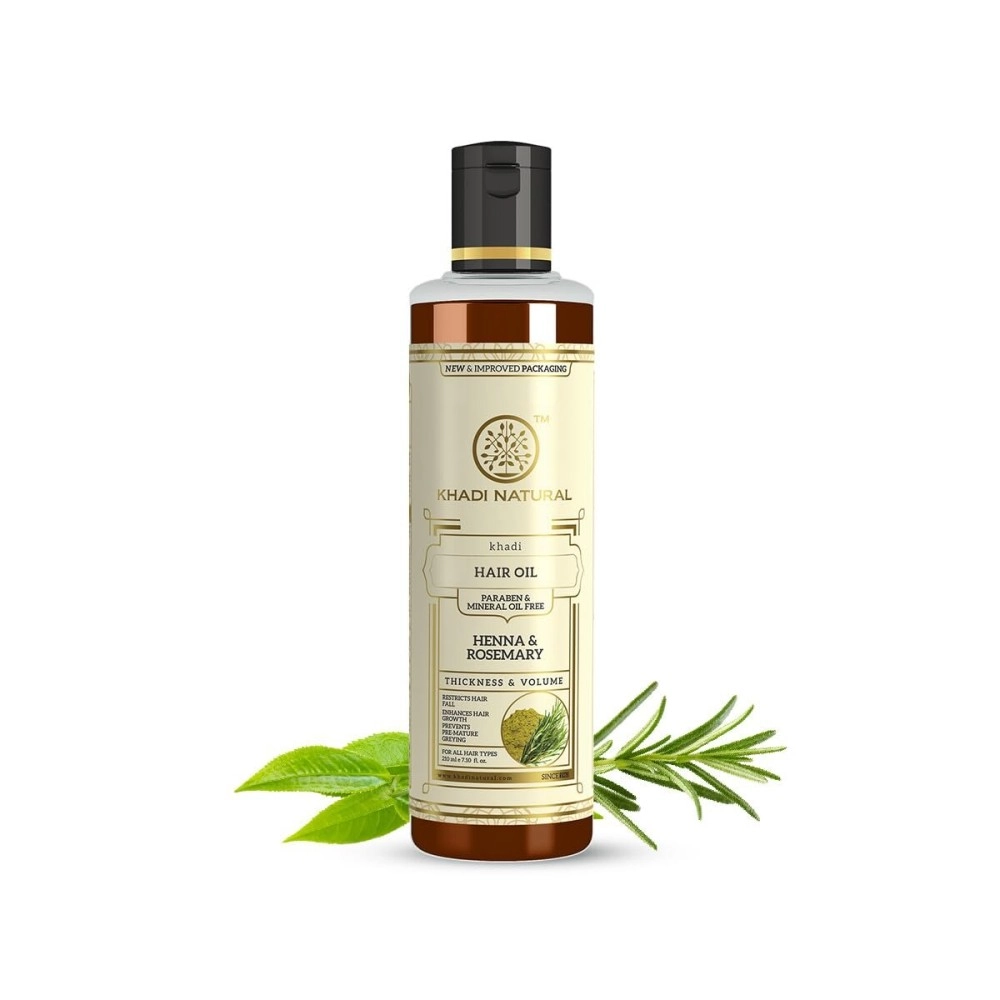Khadi Natural Herbal Ayurvedic Rosemary and Henna Hair Oil (210 ml) multi