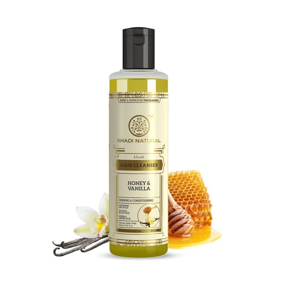 Khadi Natural Hair Cleanser Honey and Vanilla for Healthy, Shiny, and Silky Hair (210 ml)