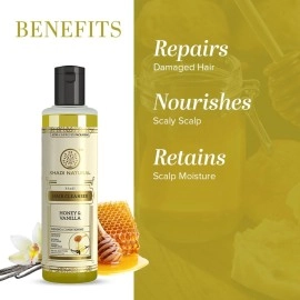 Khadi Natural Hair Cleanser Honey and Vanilla for Healthy, Shiny, and Silky Hair (210 ml)