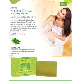 Vaadi Herbals Organic Anti Bacterial Neem Tulsi Soap with Aloe Vera, Vitamin E & Tea Tree Oil (3 x 75 gms / 2.7 oz)