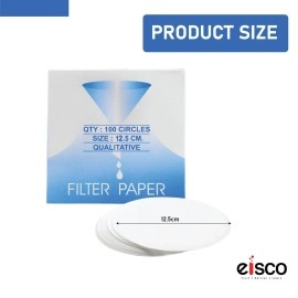 Eisco Labs Premium Qualitative Filter Paper, 12.5cm Dia, Medium Speed (85 gsm), 10? (10 micron) Pore Size - Pack of 100