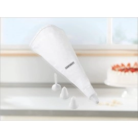 Leifheit Piping Bag and Nozzle Set, Garnishing Icing Bag, 4 Icing Nozzles, Easy Cake Decorating, Piping Bag, Kitchen