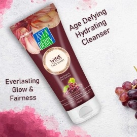 Astaberry Wine Face Wash (100 ml)-Age Defying Hydrating Cleanser- Pack of 2