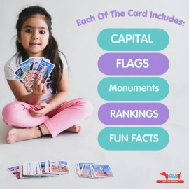 CocoMoco Kids Country Trump Card Game for Kids - Indoor Games for 6, 8+, 10 to 12 Years Boys Girls, Card Game for Kids 7 to 10 Years, Geography Educational Toy Birthday Return Gift