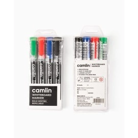 Camlin PB White Board Bold Marker - Pack of 4 (Black, Blue, Red, Green)