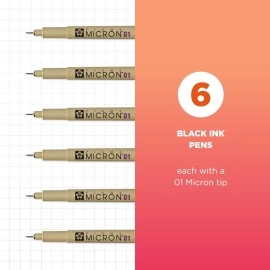 SAKURA MICRON PEN 6PC SET (01) BLK