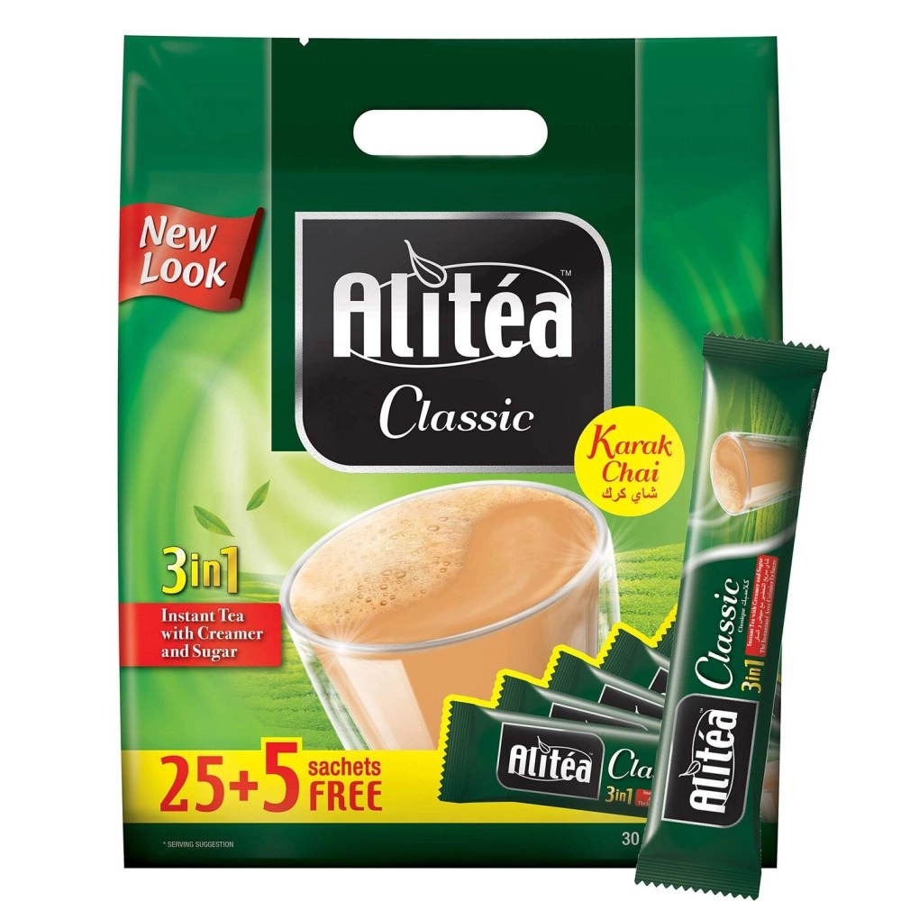 Alitea Classic 3 In 1 Instant Tea With Creamer And Sugar- 30 Sticks/20g