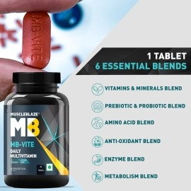 MuscleBlaze MB- Vite Multivitamin with Immunity Boosters RDA Vitamin C, D, Zinc,60 Tablets