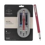 Parker Vector Standard Calligraphy CT Fountain Pen + 2N Black & 2N Blue Ink Cartridges