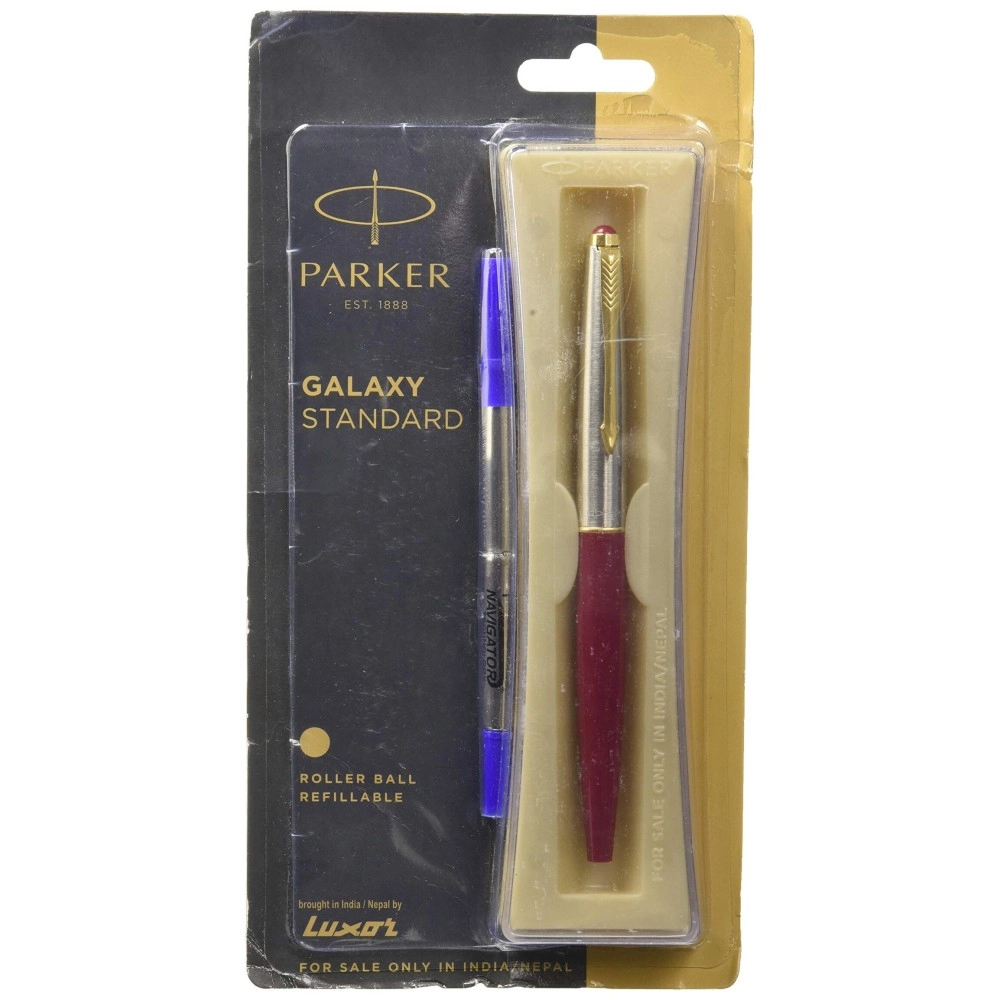Parker Galaxy Std Gold Trim Roller Ball Pen (Red Body)