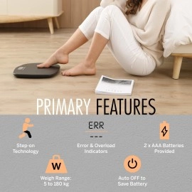 HealthSense Ultra-Lite PS 126 Digital Personal Body Weight Scale with STEP-On Technology (Grey)