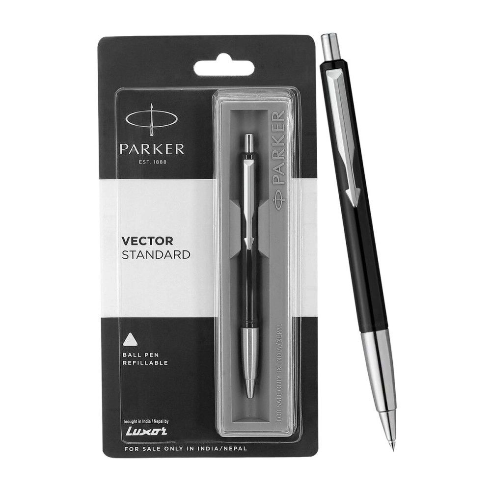 Parker Vector Standard Chrome Trim Ball Pen (Ink - Blue)