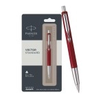 Parker Vector Standard Chrome Trim Ball Pen, Red Body, 1 Count (Pack of 1) (9000017253)