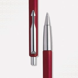 Parker Vector Standard Chrome Trim Ball Pen, Red Body, 1 Count (Pack of 1) (9000017253)