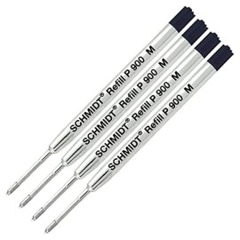 SCHMIDT 4 Pack - Ball Point Refill - Black Ink Medium P900 Parker Style