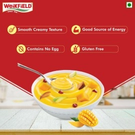 Weikfield Mango Custard Powder | Makes Smooth & Creamy Custard | Contains Quality Ingredients | Best For Fruit Salads & Puddings | 100% Vegetarian | 75g Carton