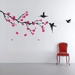 Decals Design \'Humming Birds and Blossoms\' Wall Sticker (PVC Vinyl, 50 cm x 70 cm, Multicolour)