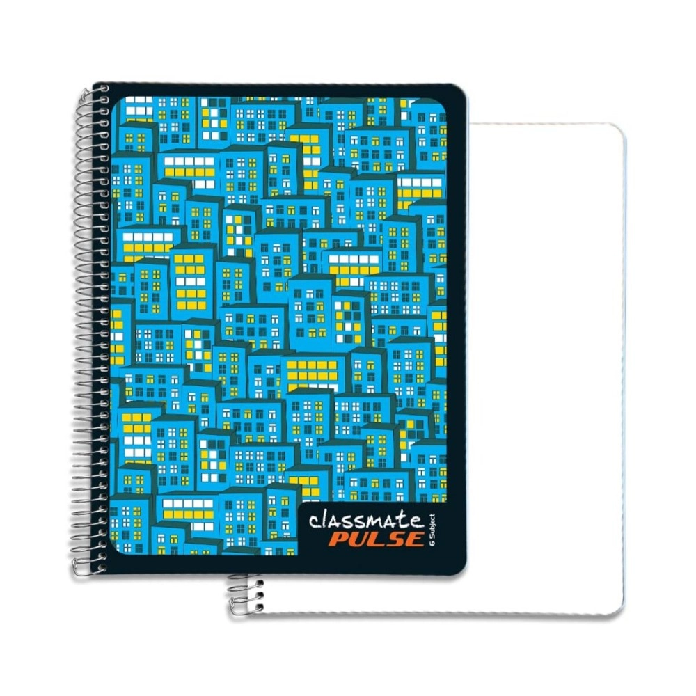 Classmate Pulse 6 Subject Notebook - Unruled, 300 Pages, Spiral Binding, 240mm*180mm