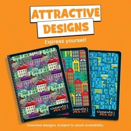 Classmate Pulse 6 Subject Notebook - Unruled, 300 Pages, Spiral Binding, 240mm*180mm