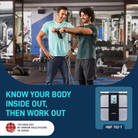 Omron HBF 701 Karada Scan Complete Digital Body Composition Monitor With Graphical Interpretation To Monitor BMI (Silver Grey)