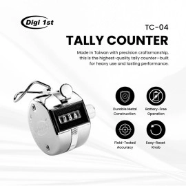 Digi 1st TC-04 Hand Tally Counter, Digital Pitch Counter Clicker Handheld Mechanical Number Lap Click Counter