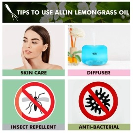 Allin Exporters Lemongrass Essential Oil 100% Natural, Pure & Therapeutic Grade for Skin, Face, Hair & Aromatherapy Diffuser Ideal for Making Bath Soap & Candles (30 ml)
