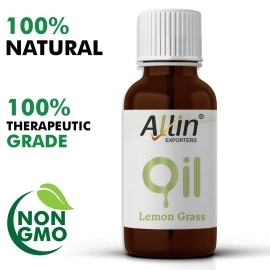Allin Exporters Lemongrass Essential Oil 100% Natural, Pure & Therapeutic Grade for Skin, Face, Hair & Aromatherapy Diffuser Ideal for Making Bath Soap & Candles (30 ml)