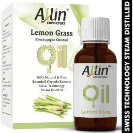 Allin Exporters Lemongrass Essential Oil 100% Natural, Pure & Therapeutic Grade for Skin, Face, Hair & Aromatherapy Diffuser Ideal for Making Bath Soap & Candles (30 ml)