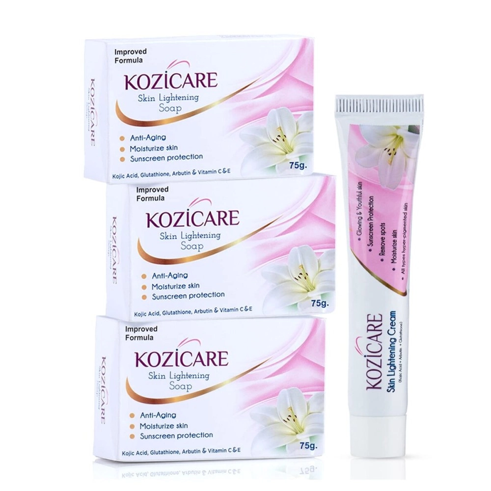 HealthVit Kozicare Skin Lightening Kit 3 Soap + 1 Cream (for Lightening & Brightening Skin)