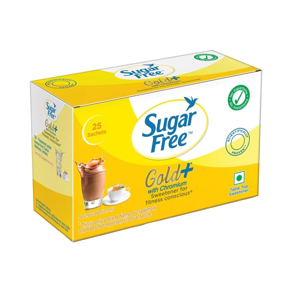 Sugar Free Gold, 25 Sachet Indias No.1 Sweetner| Sweet like Sugar with Low Calories| Scientifically Proven & Tested