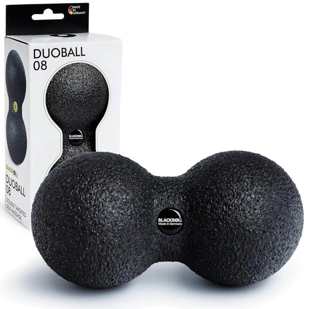 BLACKROLL DUOBALL 08 - The original - Foam roller ball - Self massage fascia ball - Peanut therapy ball in black, 08cm