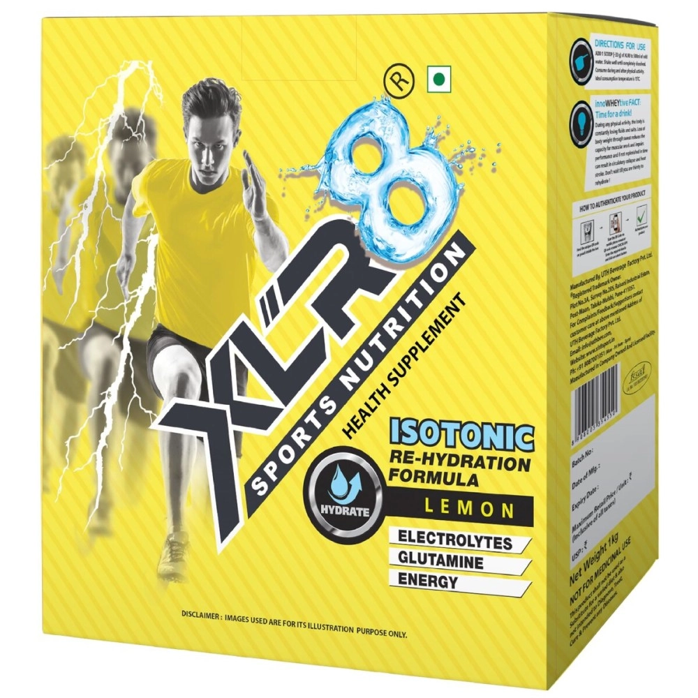 XLR8 Electrolytes Powder | Energy Drink Hydration Powder - Lemon, 1kg | Isotonic Gym Workout & Endurance Supplement