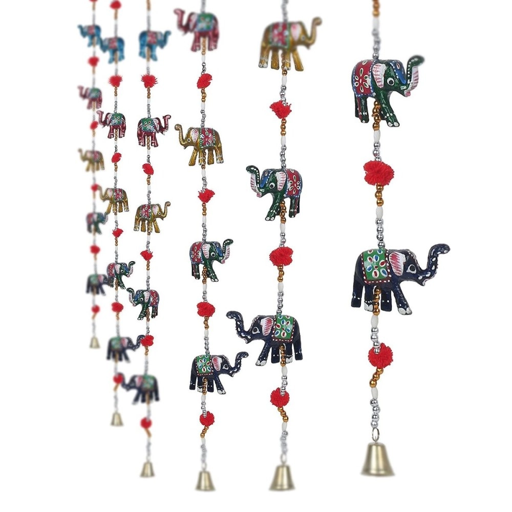 URBAN HAAT Jaipuri Rajasthani Elephant Door Hanging Home Decor- Set Of 2 Multi