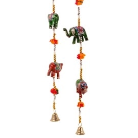 URBAN HAAT Jaipuri Rajasthani Elephant Door Hanging Home Decor- Set Of 2 Multi