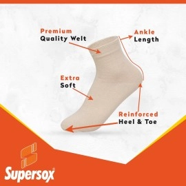 Supersox Women\'s Ankle Length Socks (Pack of 5) (WCCD0089_Beige_Free Size)