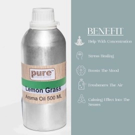 Pure Source India Lemongrass Oil Pure Natural & Undiluted 500 ML Pack Coming in Aluminum Bottle (Lemon Grass 500 ML)
