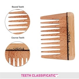 VEGA Wide Tooth Wooden Comb, wooden colour, 30 g