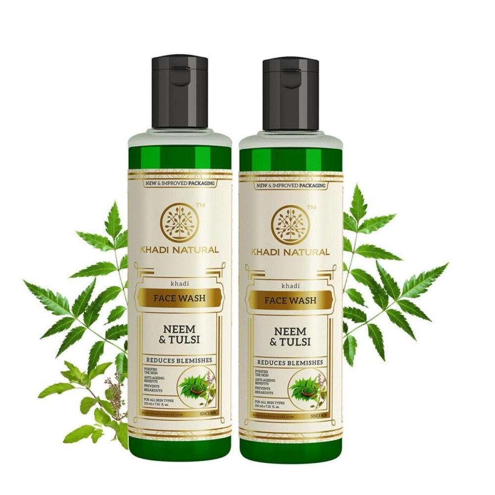 Khadi Natural - Neem and Tulsi Herbal Face Wash, 210ml (Pack of 2)